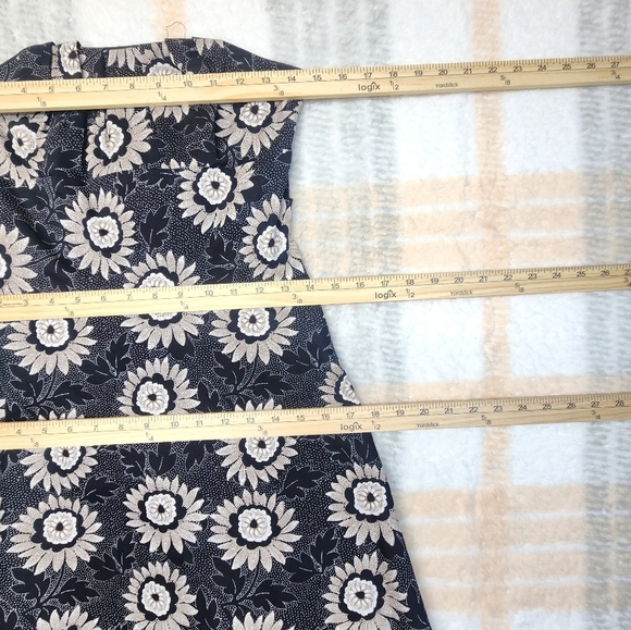 White House Black Market Strapless Black/Ivory Floral Dress Size 4 - Picture 7 of 10